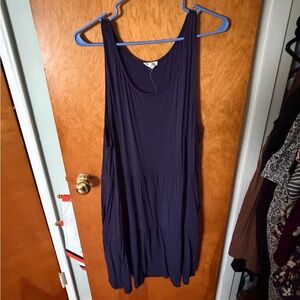 Yelete Navy Scoop Neck Tiered Tank Dress